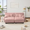 2 Seater Chenille Sofa With 2 Lumbar Pillows And 2 Throw Pillows Upholstered Wide Arm Sofa With 2 Ottomans Chenille Pink - 2 of 4