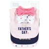 Hudson Baby Infant Girl Cotton Bib and Headband or Caps Set, Fathers Day, 0-9 Months - 2 of 4