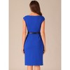 INSPIRE CHIC Women's Cap Sleeve Work Belted Elegant Sheath Dress - 3 of 4