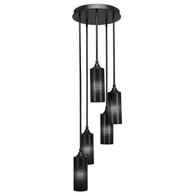 Toltec Lighting Empire 5 - Light Pendant in  Dark Granite with 4” Black Matrix Shade