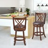 Costway Set of 4 Swivel Bar Stools Bar Height Dining Pub Chairs with  Rubber Wood Legs - 4 of 4
