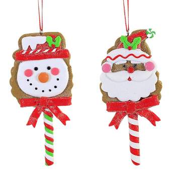 Kurt S. Adler 5.0 Inch Gingerbread Santa/Snowman Christmas Cookie Tree Ornament Sets