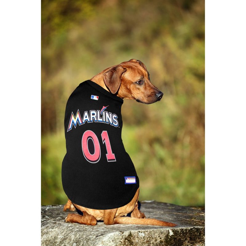 MLB Miami Marlins Pets First Pet Baseball Jersey - Black L, 3 of 5