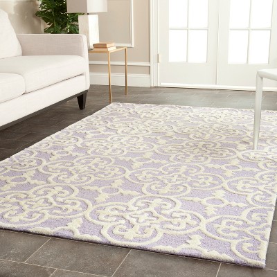 Lavender and Ivory Hand-Tufted Wool Area Rug, 8' x 10'