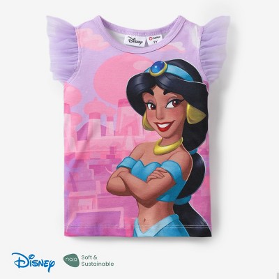 Disney Princess Ariel Cinderella Toddler Girl  Character Print with Ruffled Sleeve Top T-shirts Tee