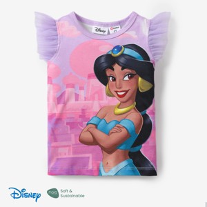 Disney Princess Ariel Cinderella Toddler Girl  Character Print with Ruffled Sleeve Top T-shirts Tee - 1 of 4