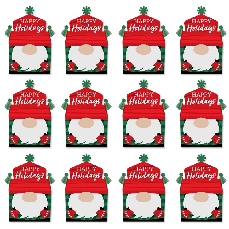 Big Dot of Happiness Red and Green Holiday Gnomes - Treat Box Party Favors - Christmas Party Goodie Gable Boxes - Set of 12, 5 of 9