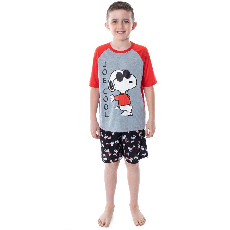 Peanuts Boys' Joe Cool Snoopy Pajamas Shirt And Shorts Sleepwear Set, 1 of 6