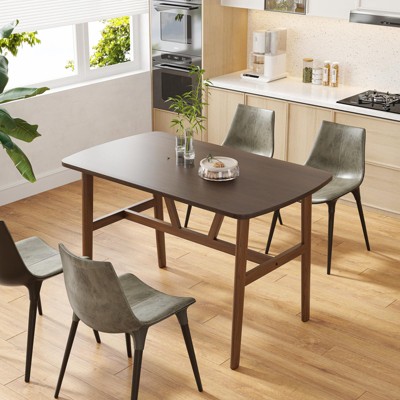 Lirago 47 Inch Rectangular Wood Dining Table for 4-6 People Modern Kitchen Table with Sturdy Metal Frame for Dining Room Kitchen Brown