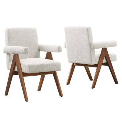 Modway Lyra Boucle Fabric Dining Room Chair - Set of 2