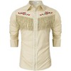BLUEMING Men's Western Cowboy Fringe Shirt Costume Long Sleeve Casual Hippie Slim Fit Button Down Shirt - 4 of 4
