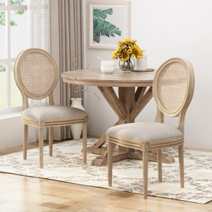 Christopher Knight Home Phineas French Country Fabric Upholstered Rubberwood Dining Chair (Set of 2) - 1 of 4