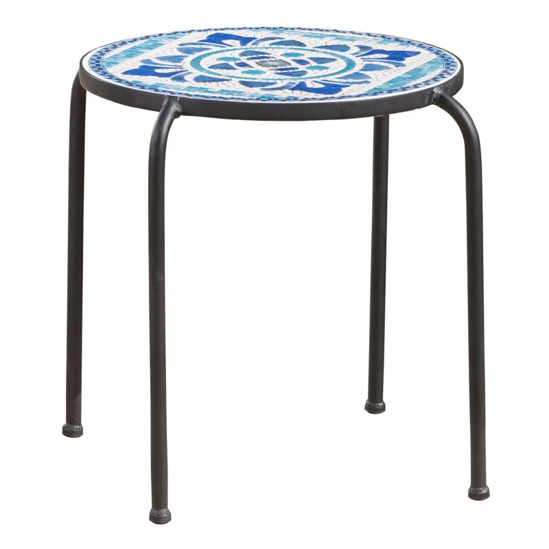 Skye Ceramic Tile Side Table - Blue/White - Christopher Knight Home, 1 of 6