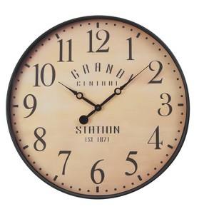 Cesicia 20" Round Wall Clock, Brown - 1 of 4