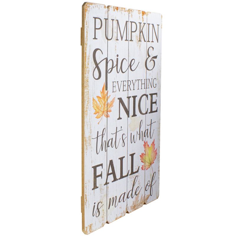 Northlight 23.5” White-Washed Pumpkin Spice Everything Nice Fall Wooden Hanging Wall Sign, 4 of 5
