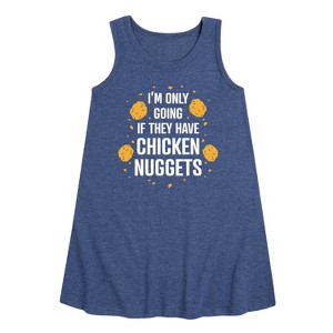 Girls' - Instant Message - Only Going if They Have Chicken Nuggets Graphic Sleeveless Aline Dress - 1 of 4