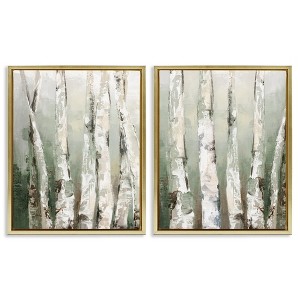 Stupell Industries Organic Birch Forest Trees 2pc Floating Frame Art Set, Gold, 25" x 31" - 1 of 4