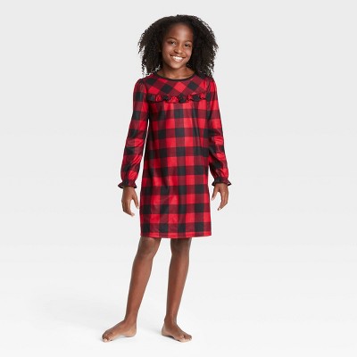 Kids' Holiday Buffalo Check Flannel Matching Family Pajamas NightGown - Wondershop™ Red/Black 4