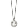 Chisel Stainless Steel and Textured Circle with Leaf Pendant on a 27.5" Cable Chain Necklace - 2 of 2