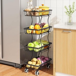 Fruit Basket Kitchen Pantry Organizers and Storage - 4 Tier Stackable Metal Wire Basket Stand - 1 of 4