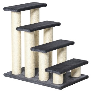 PawHut Cat Tree with 4 Stair Steps for High Beds Couch, Cute Cat Tree for Indoor Cats Dogs w/ Sisal Scratching Post, Climbing, Playing, Gray - 1 of 4