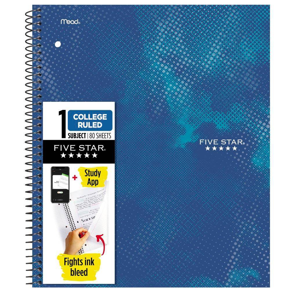 Five Star Active Subject Notebook 80ct Blue