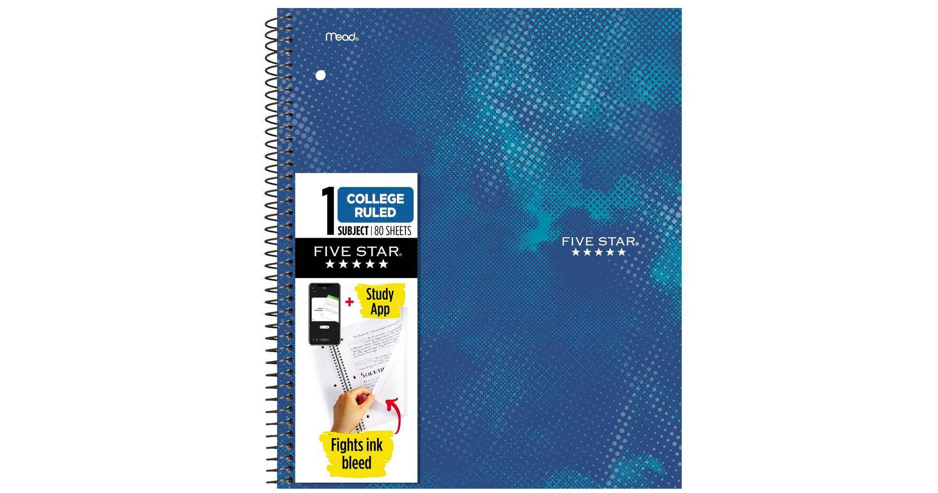 Five Star Active Subject Notebook 80ct Blue