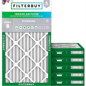 Filterbuy 17.25x29.25x2 Air Filter (6-Pack), Pleated MERV 8 Dust Defense Replacement HVAC AC Furnace Filters (Actual Size: 17.25 x 29.25 x 1.75) - 1 of 4