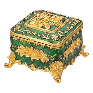 Unique Bargains Vintage Metal Jewelry Ring Earrings Necklace Dressing Table Wedding Birthday Home Decor Box 1 Pc - 1 of 4