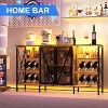 12-Bottle Metal Wood Wine Storage Cabinet with Bottle Rack, Stemware Holder, LED Lighting, Mesh Door Buffet Sideboard for Living Room - 4 of 4