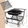 Costway Outdoor Wood Burning Fire pit Steel Patio Stove w/ Log Storage Rack & Wheels - 4 of 4
