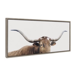 18" x 40" Sylvie Texas Longhorn Frame Canvas by The Creative Bunch Studio - Kate & Laurel All Things Decor - 1 of 4