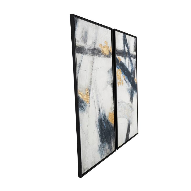 Set of 2 Canvas Abstract Lines Framed Wall Arts with Gold Foil Accent Light Gray - Olivia &#38; May, 2 of 6