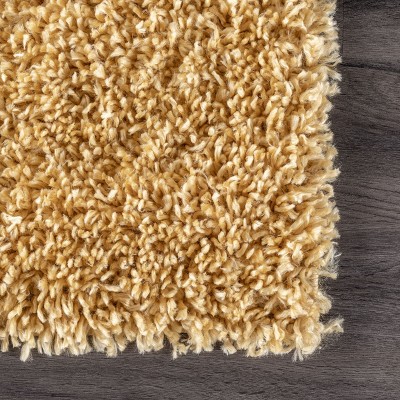 Luxe Soft Yellow Synthetic Shag Rug, 4' x 6', Reversible