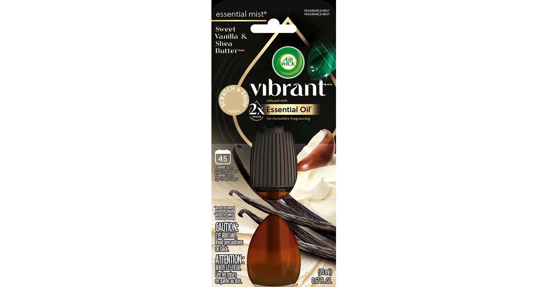 Air Wick Vibrant Essential Mist - Sweet Vanilla & Shea Butter - 0.67 fl oz