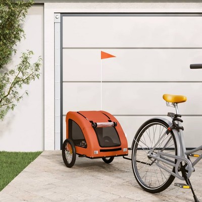 vidaXL Pet Bike Trailer Orange Oxford Fabric and Iron 53.9" x 26.8" x 28.3"