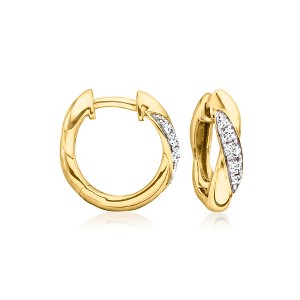 Ross-Simons 0.20 ct. t.w. Diamond Twisted Hoop Earrings in 18kt Gold Over Sterling - 1 of 3