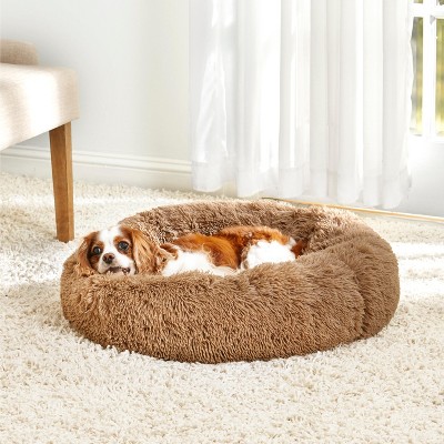 Brown Plush Orthopedic Donut Cat Mat Bed