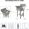 Utility Sink Free Standing Single Bowl Kitchen Sink with Cold and Hot Water Pipe Stainless Steel Sink for Laundry Room Bathroom Farmhouse - 2 of 4