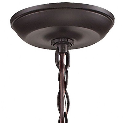 Oil Rubbed Bronze Drum Chandelier with Mercury Glass and Beige Fabric Shade