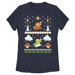 Women's Nintendo Ugly Christmas Super Mario T-Shirt - 1 of 4