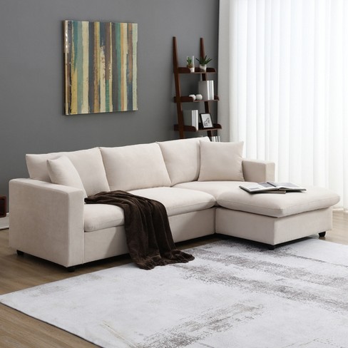Modern L-shaped Sectional Sofa, Upholstered Couch With Convertible ...