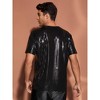 Lars Amadeus Men's Round Neck Short Sleeves Nightclub Party Metallic T-Shirt - 3 of 4