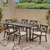 Christopher Knight Home Terpsichore Outdoor Aluminum 7 Piece Dining Set with Water-Resistant Cushion, Black/Ivory - 2 of 4
