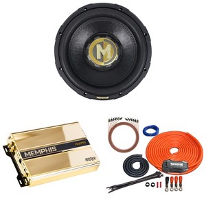 Memphis Audio 60th Anniversary MJP1244 MOJO Pro Series 12" Component Subwoofer with Gold 60th Anniversary MJP1500.1 Monoblock Subwoofer Amplifier a... - 1 of 4