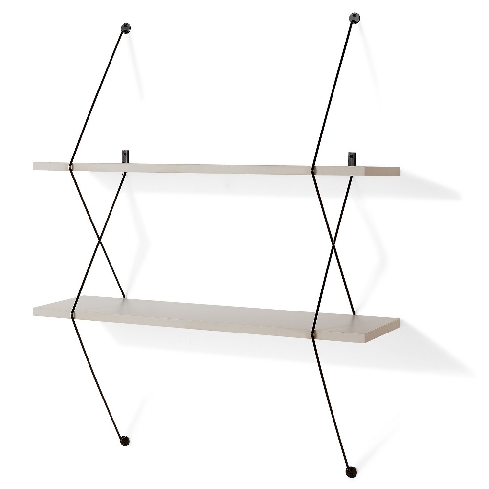 Photos - Kids Furniture 38.5" x 31.5" Two-Tier Wire Bracket Shelves Gray/Black - Danya B.