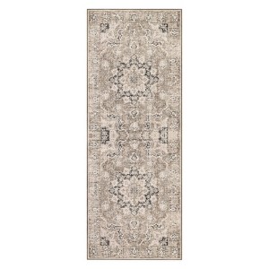 2*6 Machine Washable Area Rugs Boho Vintage Distressed Oriental Medallion Neutral Thin Large Rug Stain Resistant Carpet for Living Bedroom Beige - 1 of 4