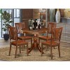 5Pc Dining Set - 36" Round Table & 4 Wood Chairs - Eclectic Style - 2 of 4