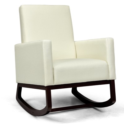 Tangkula 2-in-1 Upholstered Rocking Chair with Wood Leg & Pillow Relax Sofa Chair Light Grey/Beige/Dark Gray