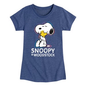 Girls' - Peanuts - Snoopy And Woodstock Fitted Short Sleeve Graphic T-Shirt - 1 of 4